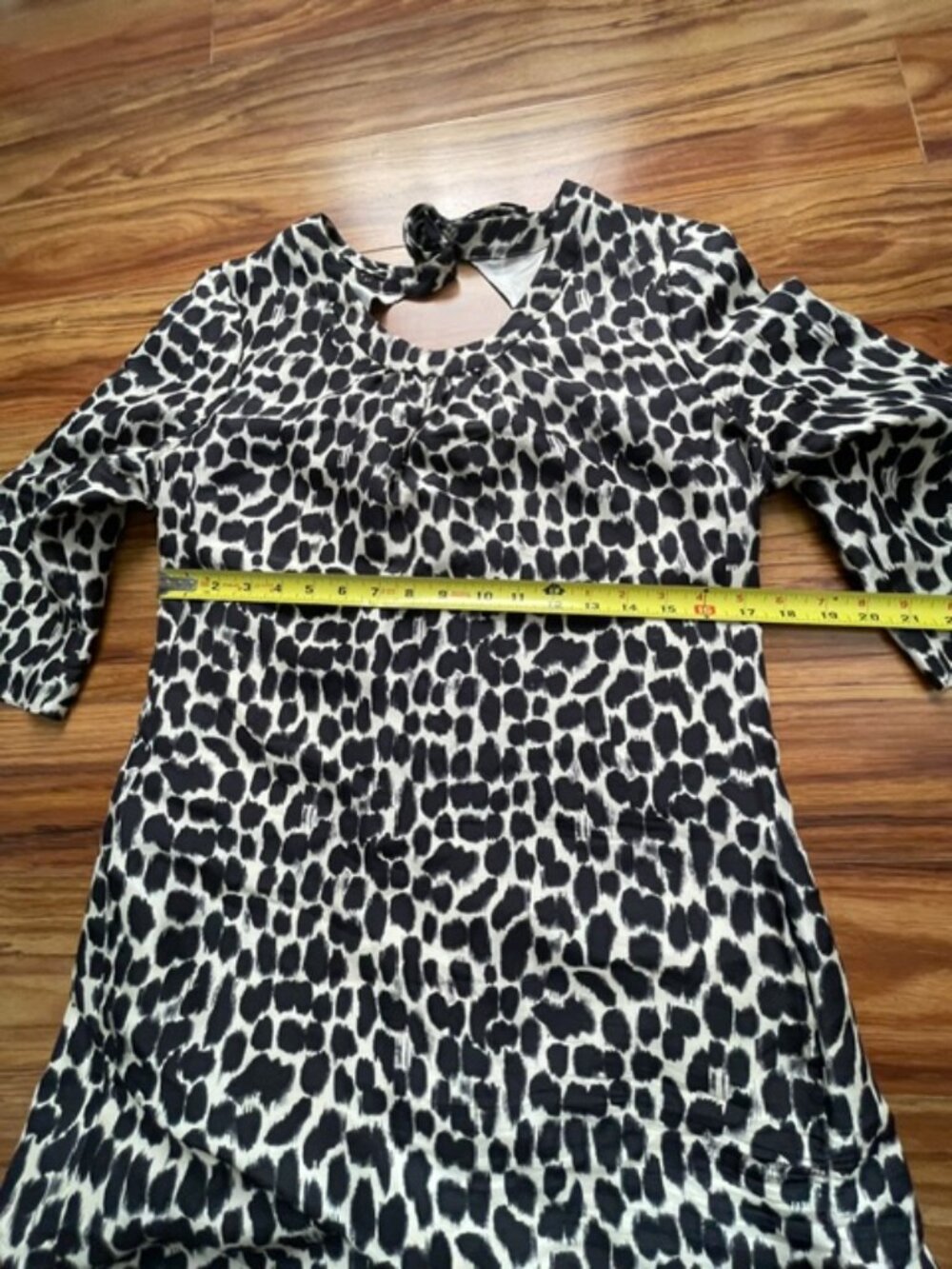 Kate Spade Women's Leopard Print 3/4 Sleeve Silk Mini Dress, Black, Size 14 - Picture 9 of 10